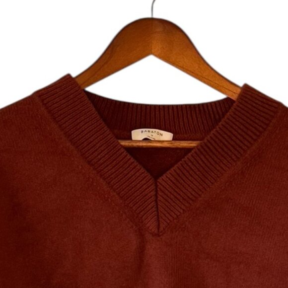 Aritzia Babaton Wren Wool Sweater Burgundy V Neck Voluminous Sleeve Women Medium - Picture 3 of 9